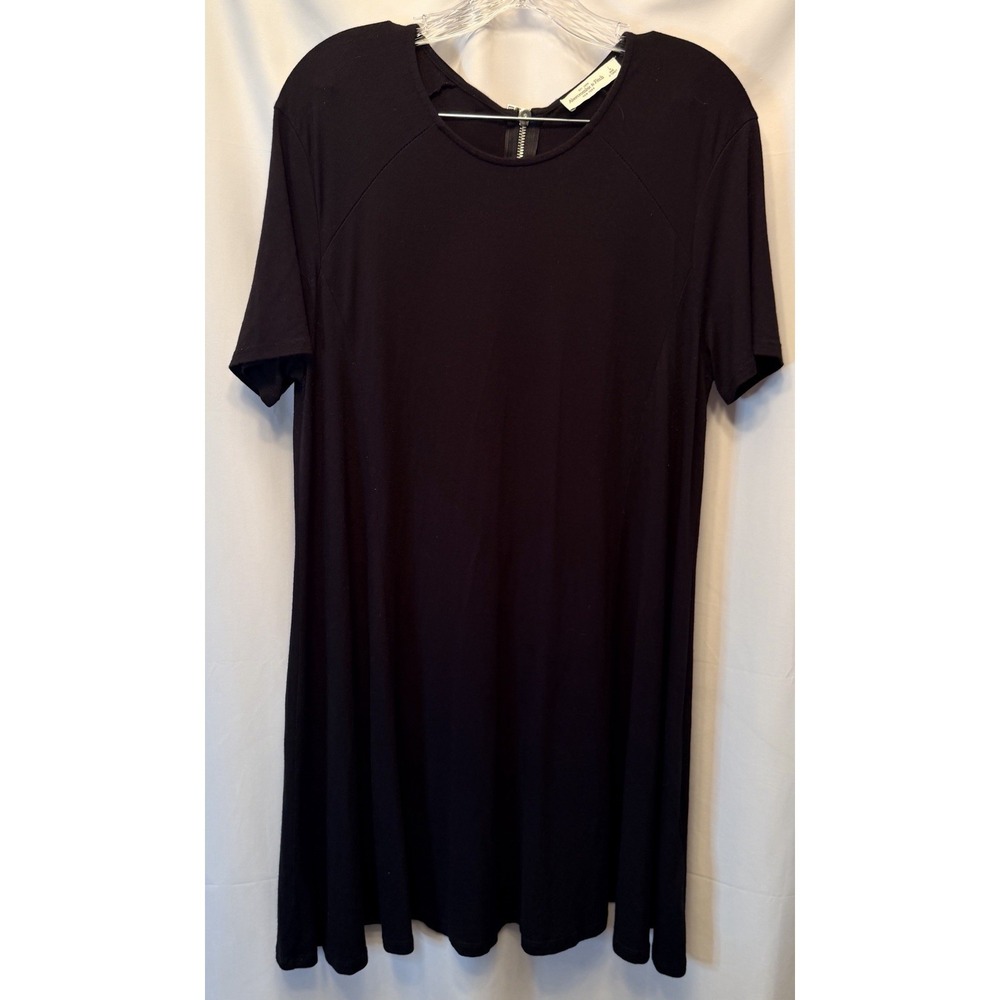Abercrombie & Fitch Size Large T Shirt Dress Black Short Sleeve Zip Back Stretch